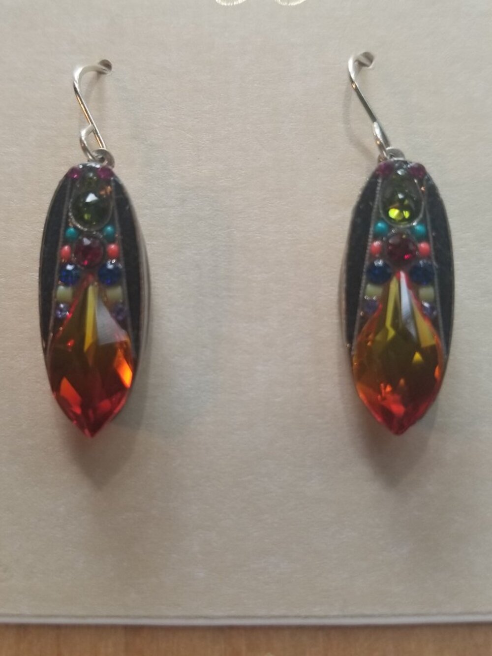FIREFLY EARRINGS mosiac crystals and beaded